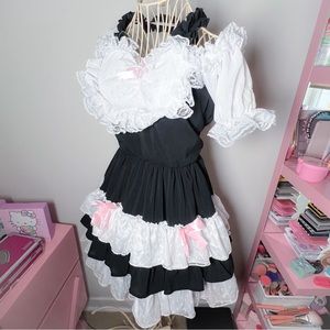 Lolita milkmaid ruffle dress